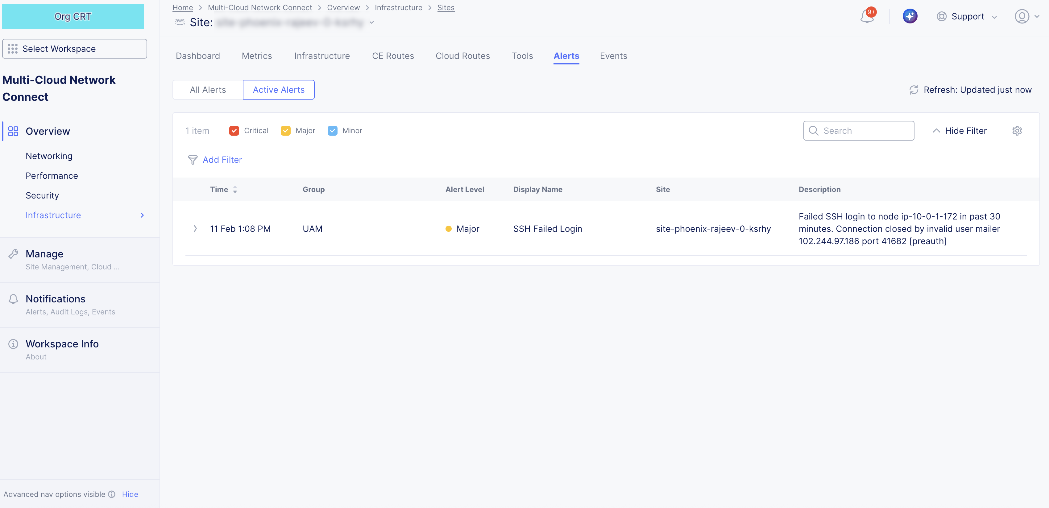 Figure: Site Alerts